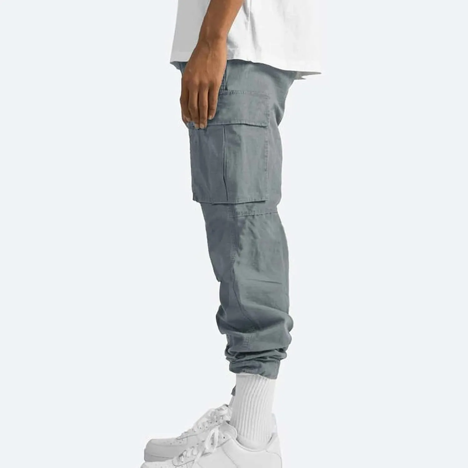 Pants Men Cargo Stretch Elastic Waist Drawstring Pants with Pockets Pants Ripstop Stretch Fall Winter Joggers Trouser