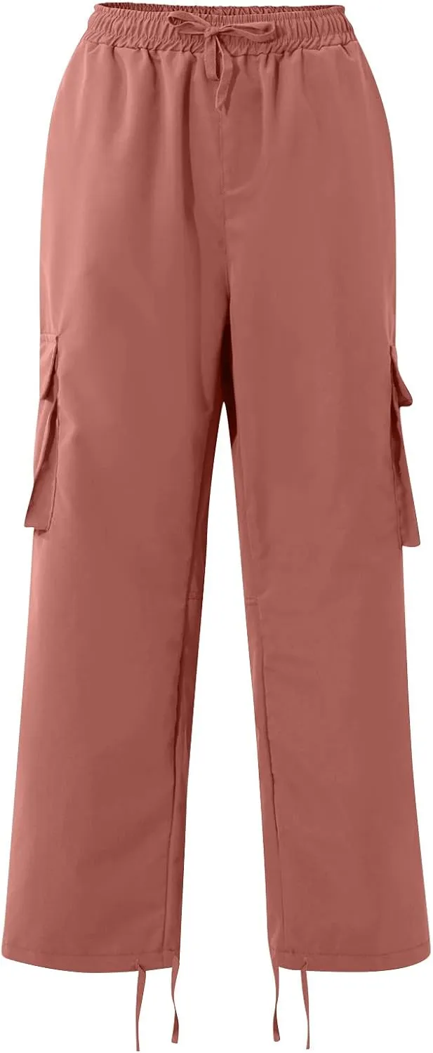 Pants Men Cargo Stretch Elastic Waist Drawstring Pants with Pockets Pants Ripstop Stretch Fall Winter Joggers Trouser