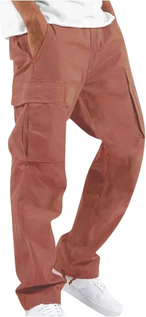 Pants Men Cargo Stretch Elastic Waist Drawstring Pants with Pockets Pants Ripstop Stretch Fall Winter Joggers Trouser