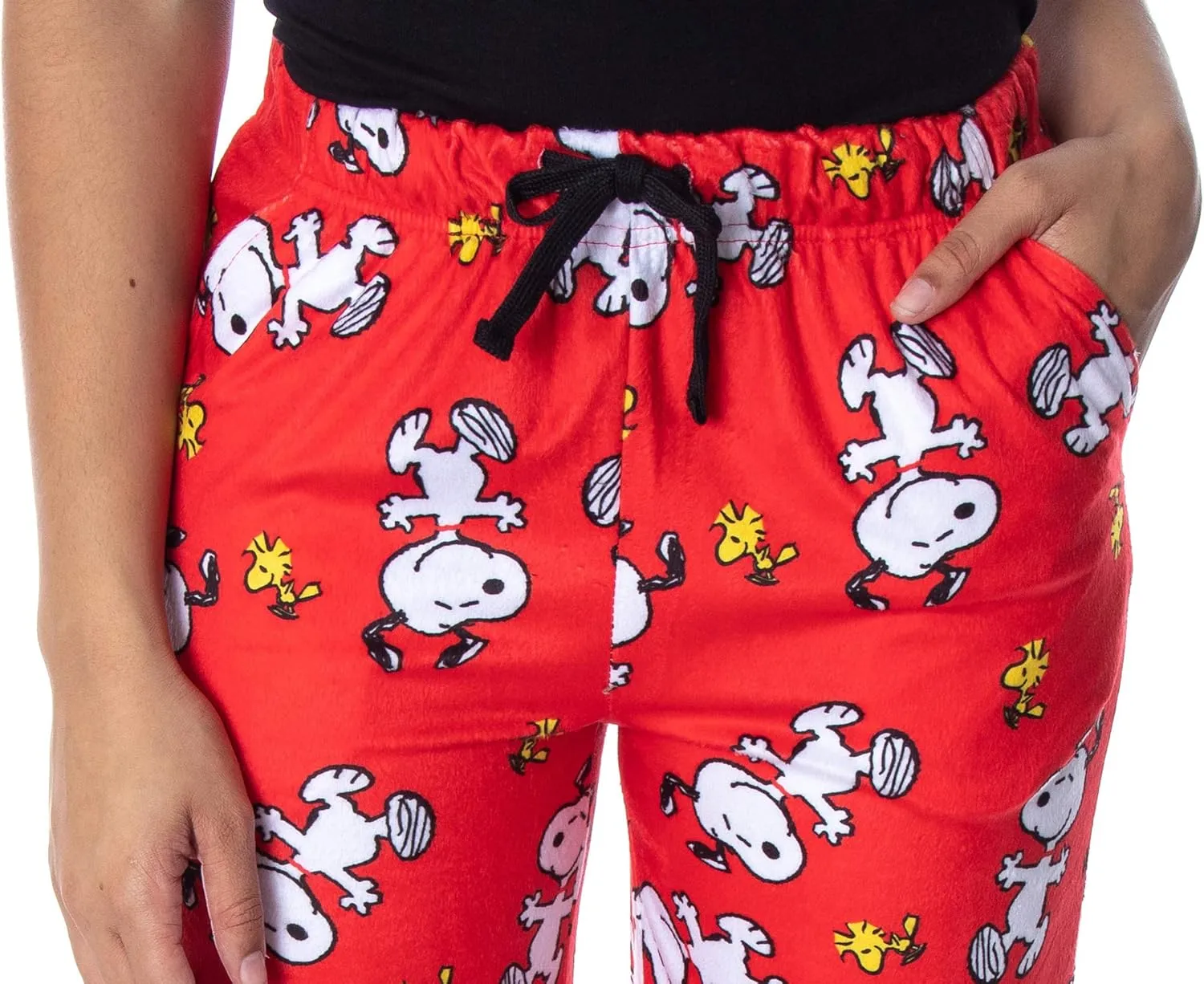 Peanuts Women's Snoopy And Woodstock Allover Print Smooth Touch Fleece Sleep Bottoms Lounge Pajama Pants