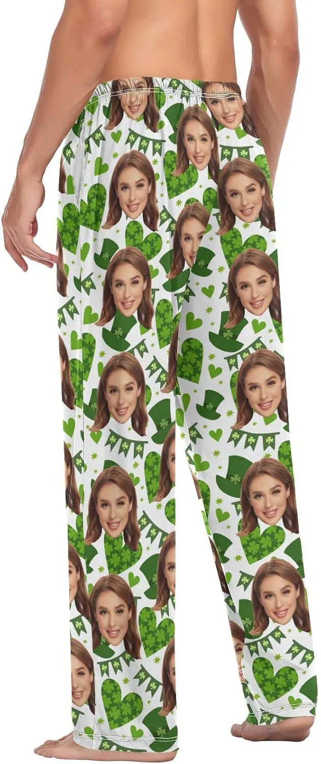 Personalized Photo Face Printed Mens Sleepwear Pajama Pants Custom Lounge Pj Bottoms Gifts for Boyfriend Husband Dad