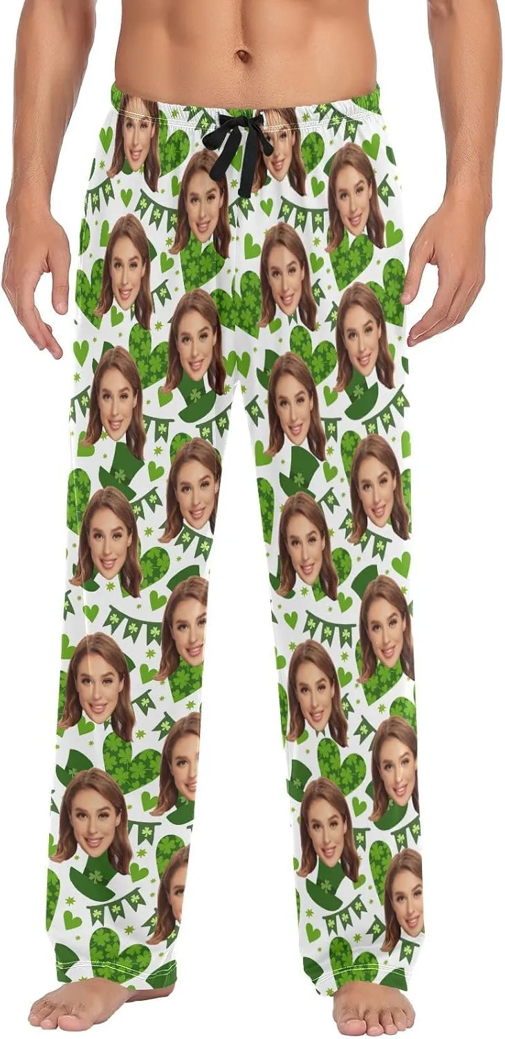Personalized Photo Face Printed Mens Sleepwear Pajama Pants Custom Lounge Pj Bottoms Gifts for Boyfriend Husband Dad
