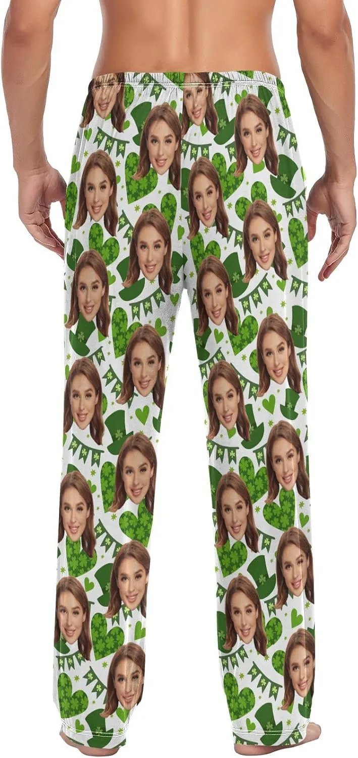 Personalized Photo Face Printed Mens Sleepwear Pajama Pants Custom Lounge Pj Bottoms Gifts for Boyfriend Husband Dad