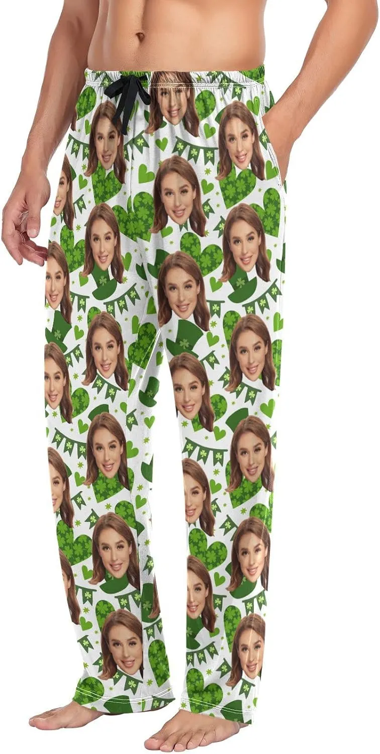 Personalized Photo Face Printed Mens Sleepwear Pajama Pants Custom Lounge Pj Bottoms Gifts for Boyfriend Husband Dad