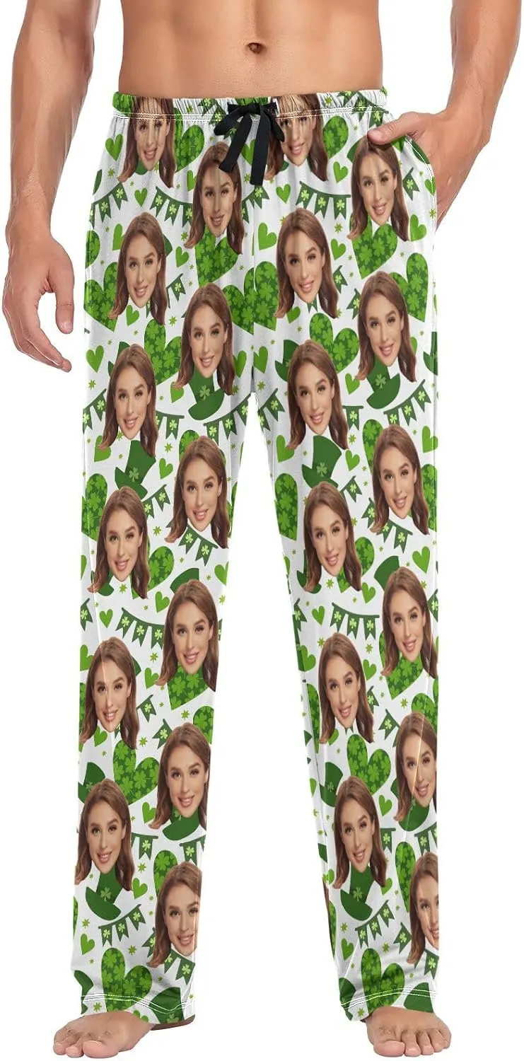 Personalized Photo Face Printed Mens Sleepwear Pajama Pants Custom Lounge Pj Bottoms Gifts for Boyfriend Husband Dad