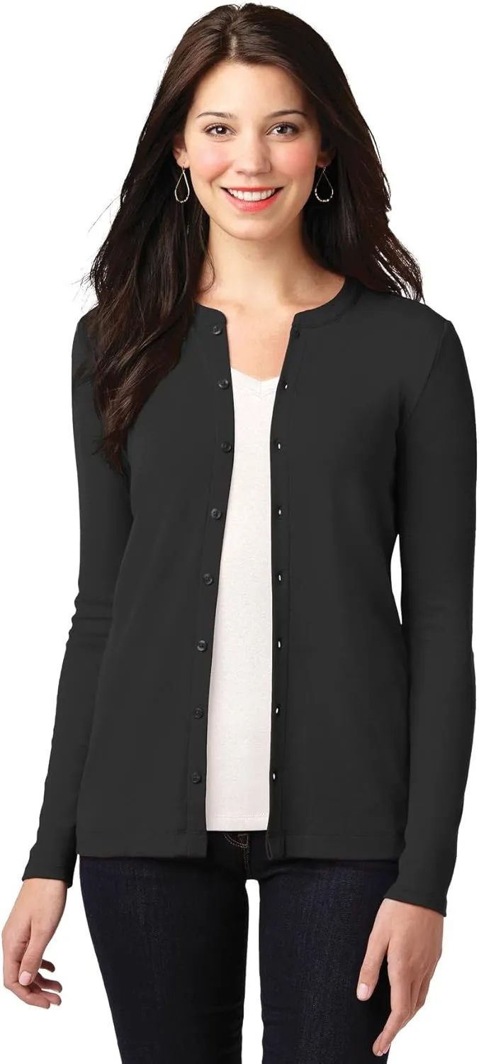 Port Authority Ladies Concept Stretch Button-Front Cardigan. LM1008, Black, L