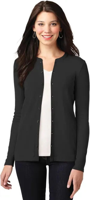 Port Authority Ladies Concept Stretch Button-Front Cardigan. LM1008, Black, L
