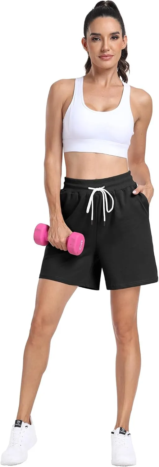POSESHE Women's Large Size Running Casual Shorts Summer Sports Fitness High Waist Fitness Yoga Pants