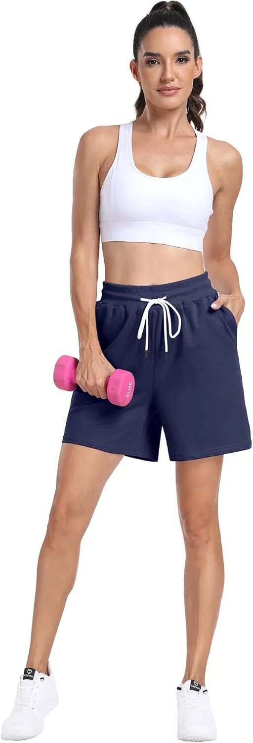 POSESHE Women's Large Size Running Casual Shorts Summer Sports Fitness High Waist Fitness Yoga Pants