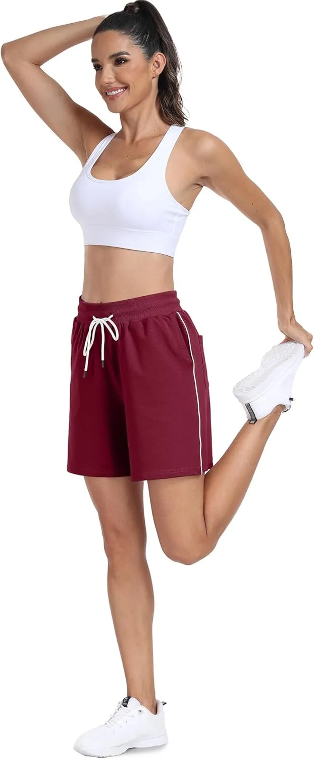 POSESHE Women's Large Size Running Casual Shorts Summer Sports Fitness High Waist Fitness Yoga Pants
