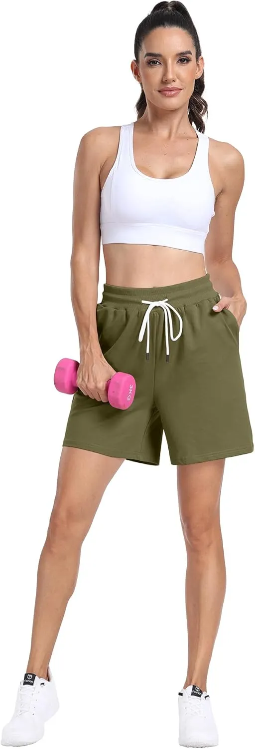 POSESHE Women's Large Size Running Casual Shorts Summer Sports Fitness High Waist Fitness Yoga Pants