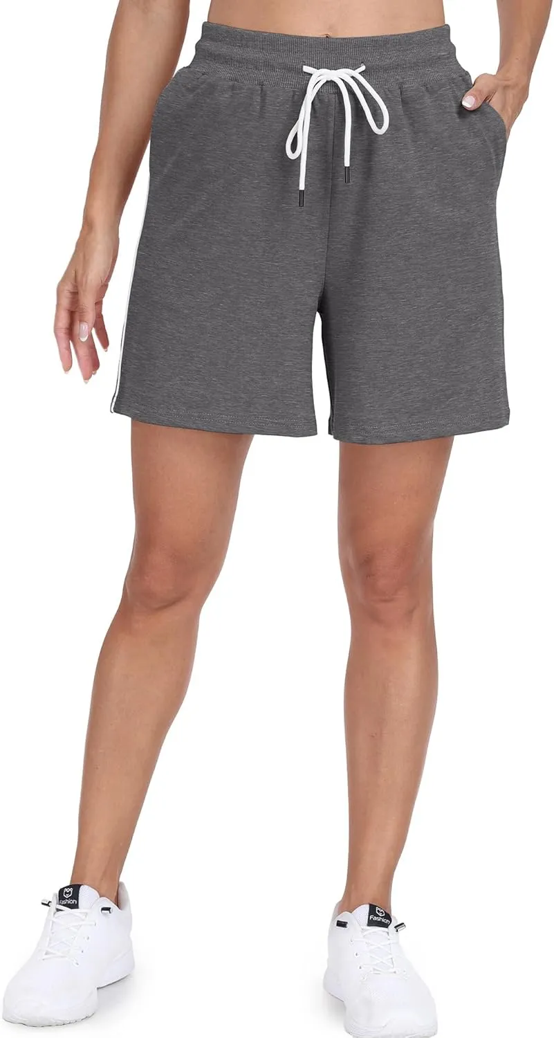 POSESHE Women's Large Size Running Casual Shorts Summer Sports Fitness High Waist Fitness Yoga Pants