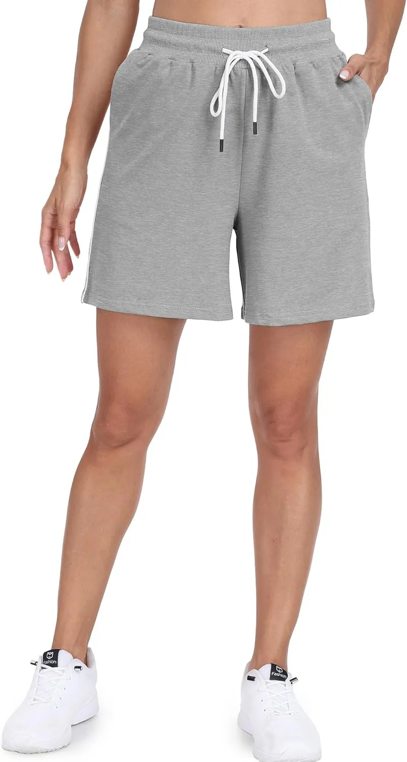 POSESHE Women's Large Size Running Casual Shorts Summer Sports Fitness High Waist Fitness Yoga Pants