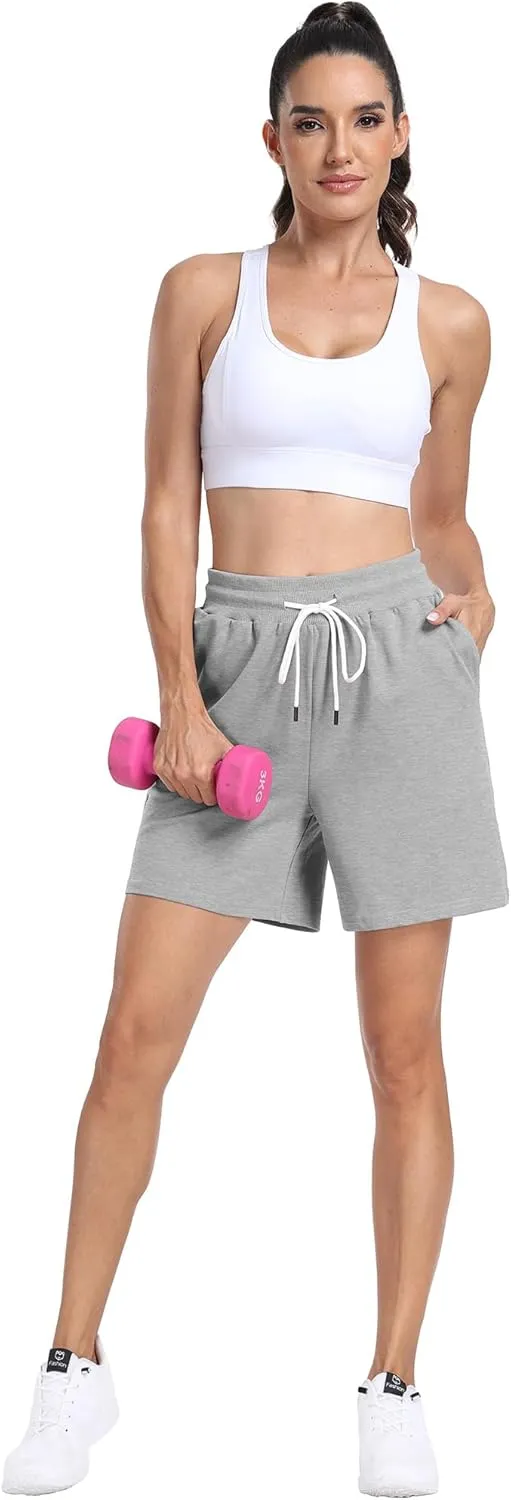 POSESHE Women's Large Size Running Casual Shorts Summer Sports Fitness High Waist Fitness Yoga Pants