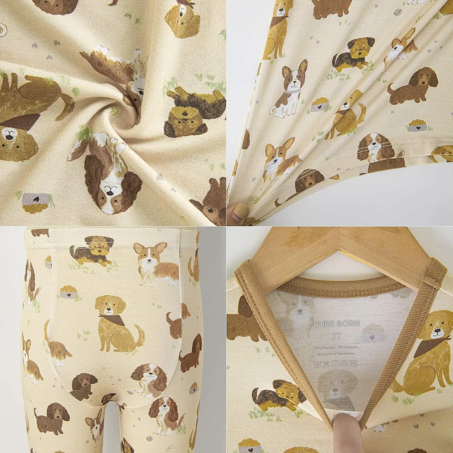pureborn Baby Bamboo Pajamas Set Pjs - Kids Toddler Girl Snug Fit Viscose Sleepwear 2pcs 18M-7Y