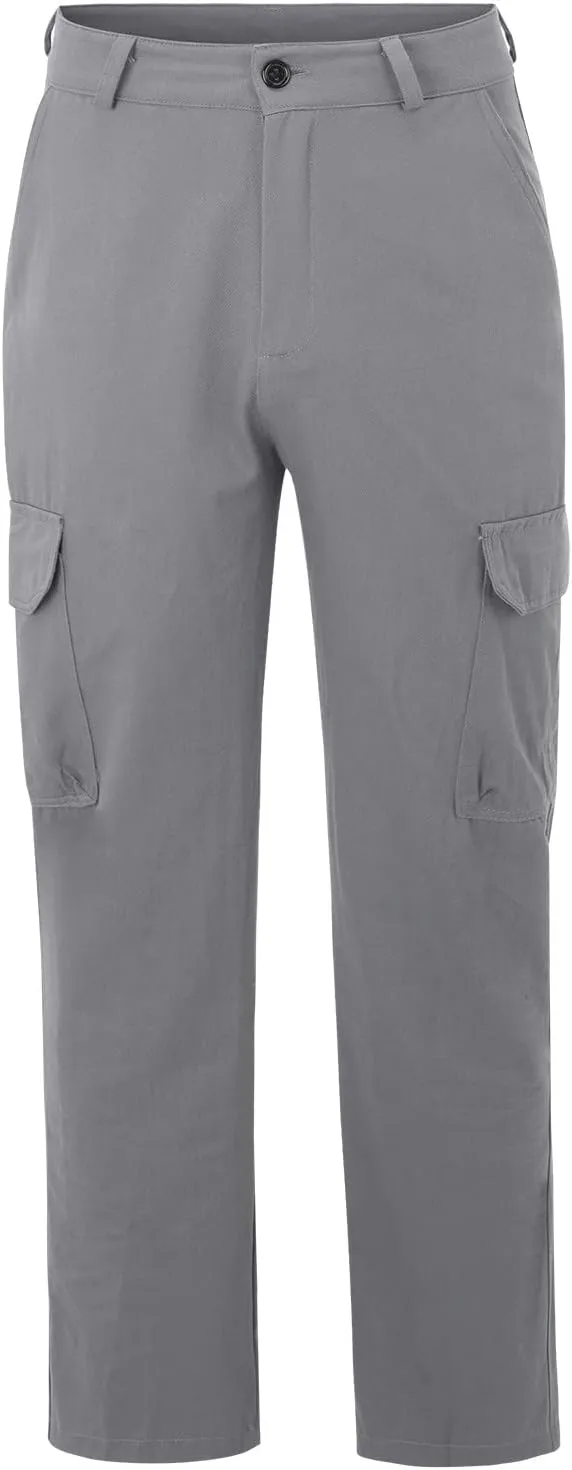 QWENTMTNTY Cargo Pants for Men Baggy Stretch Elastic Waist Straight Chino Pants Drawstring Casual Tactical Hiking Work Pants