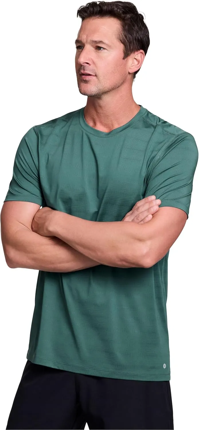 RBX Active Gym Shirt for Men, Short Sleeve Lightweight Stretch Jersey Mesh Quick Drying Crewneck Running Workout T-Shirt