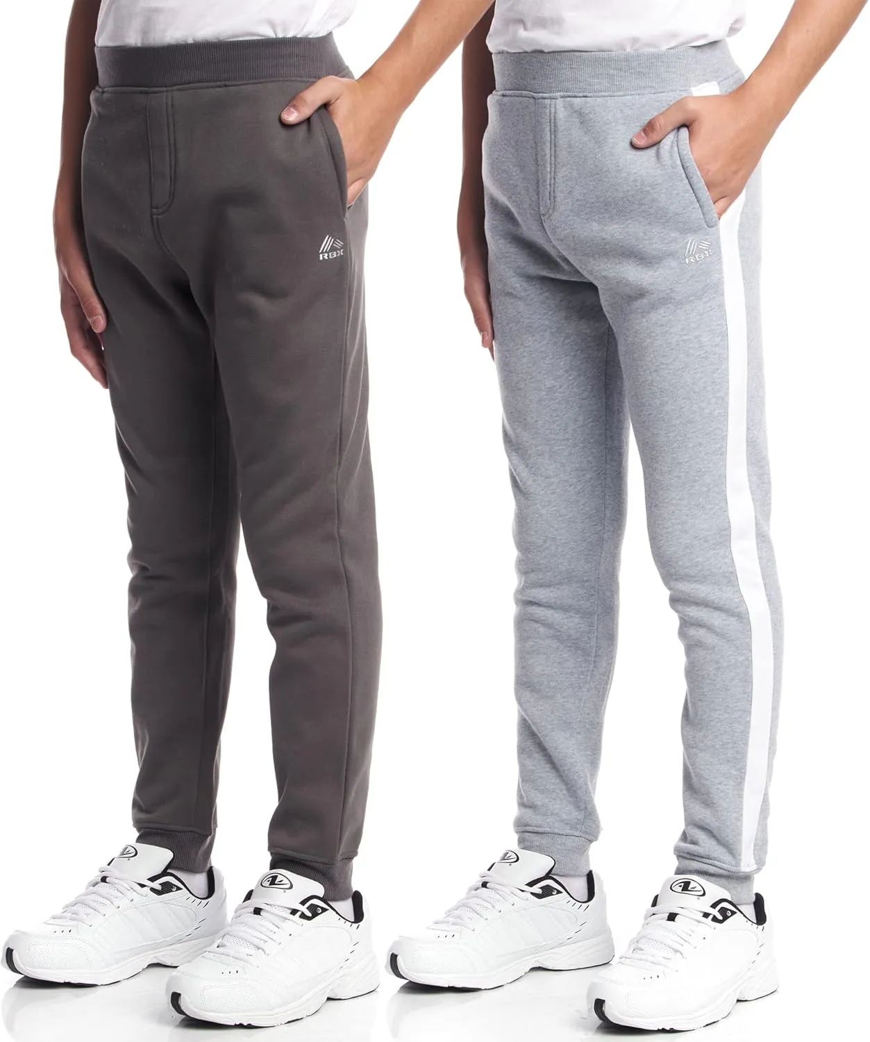 RBX Boys' Active Sweatpants - 2 Pack Performance Fleece Basic Jogger Track Pants - Athletic Pants for Boys (8-20)