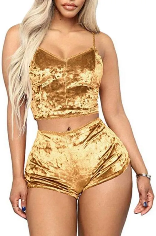 RUEWEY Women Sexy Strappy Babydoll Lingerie Satin Pajama Set Camisole with Shorts 2 Piece Sleepwear