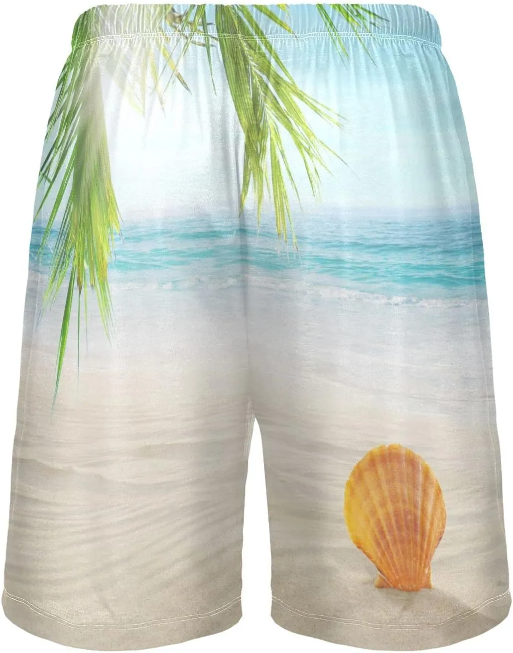 Seashell In Beach Sand Coconut Palm Tree Blue Tropical Ocean Men's Pajama Pants Shorts Sleepwear Lounge Pajama Bottoms