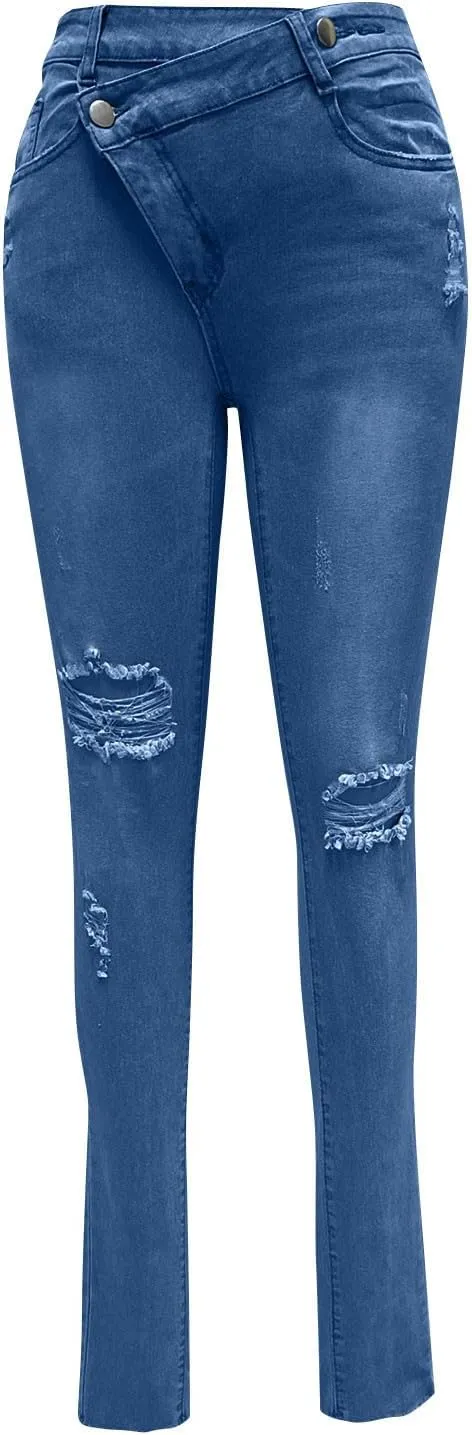 Sexy Jeans for Women Low Waisted Skinny Bootcut Denim Pants Ripped Stretch Trousers Casual Vintage Retro Pant