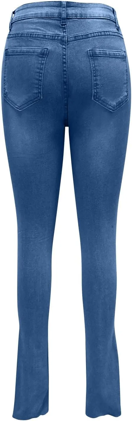 Sexy Jeans for Women Low Waisted Skinny Bootcut Denim Pants Ripped Stretch Trousers Casual Vintage Retro Pant