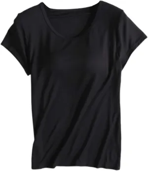Shirts with Built in Bra Women Workout Yoga Tops Short Sleeve Padded Bras Crewneck Tunics Tops Comfy Athletic Tees