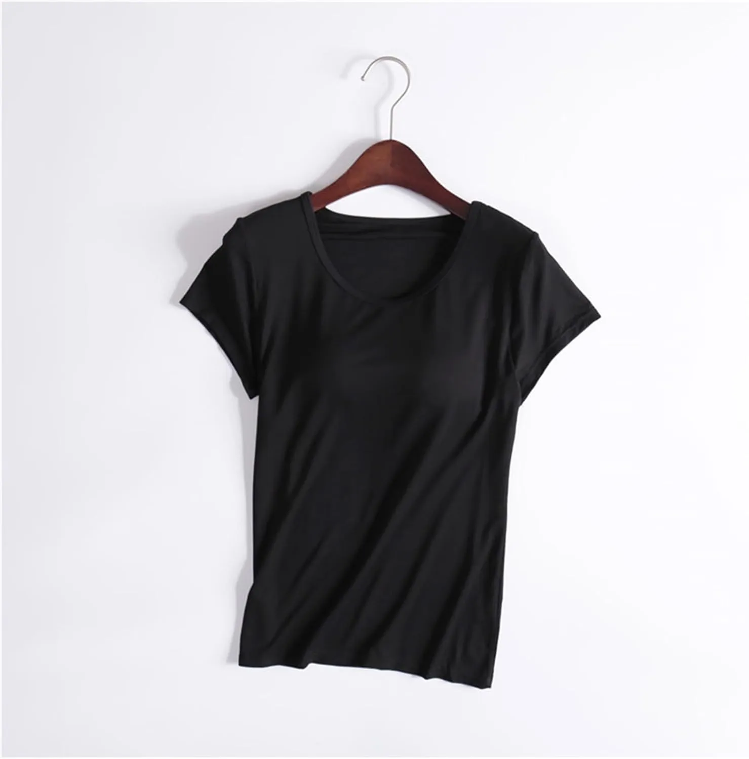 Shirts with Built in Bra Women Workout Yoga Tops Short Sleeve Padded Bras Crewneck Tunics Tops Comfy Athletic Tees