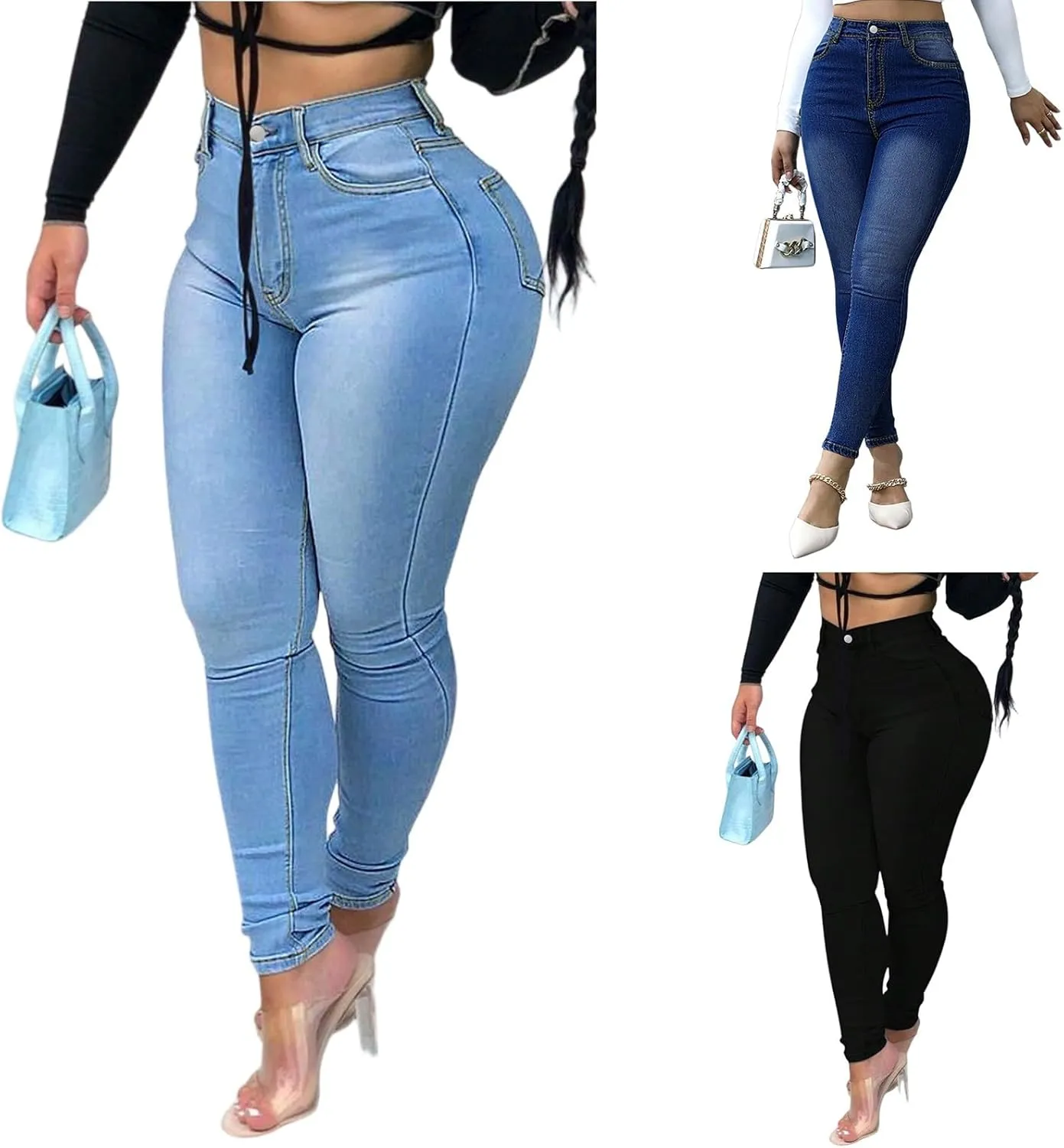 Skinny Jeans for Women High Waist Stretchy Colombian Butt Lifting Jeans Trendy Slim Fit Curvy Denim Leggings