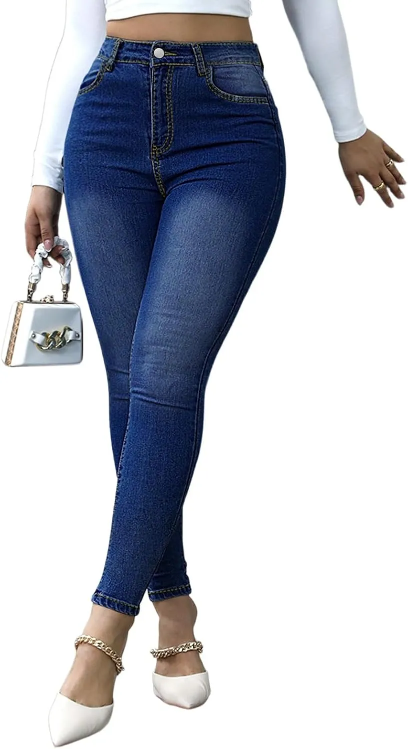Skinny Jeans for Women High Waist Stretchy Colombian Butt Lifting Jeans Trendy Slim Fit Curvy Denim Leggings