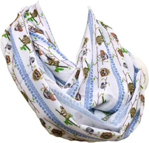 Sloth infinity scarf women accessories sloth lover apparel for her white blue soft fabric scarf