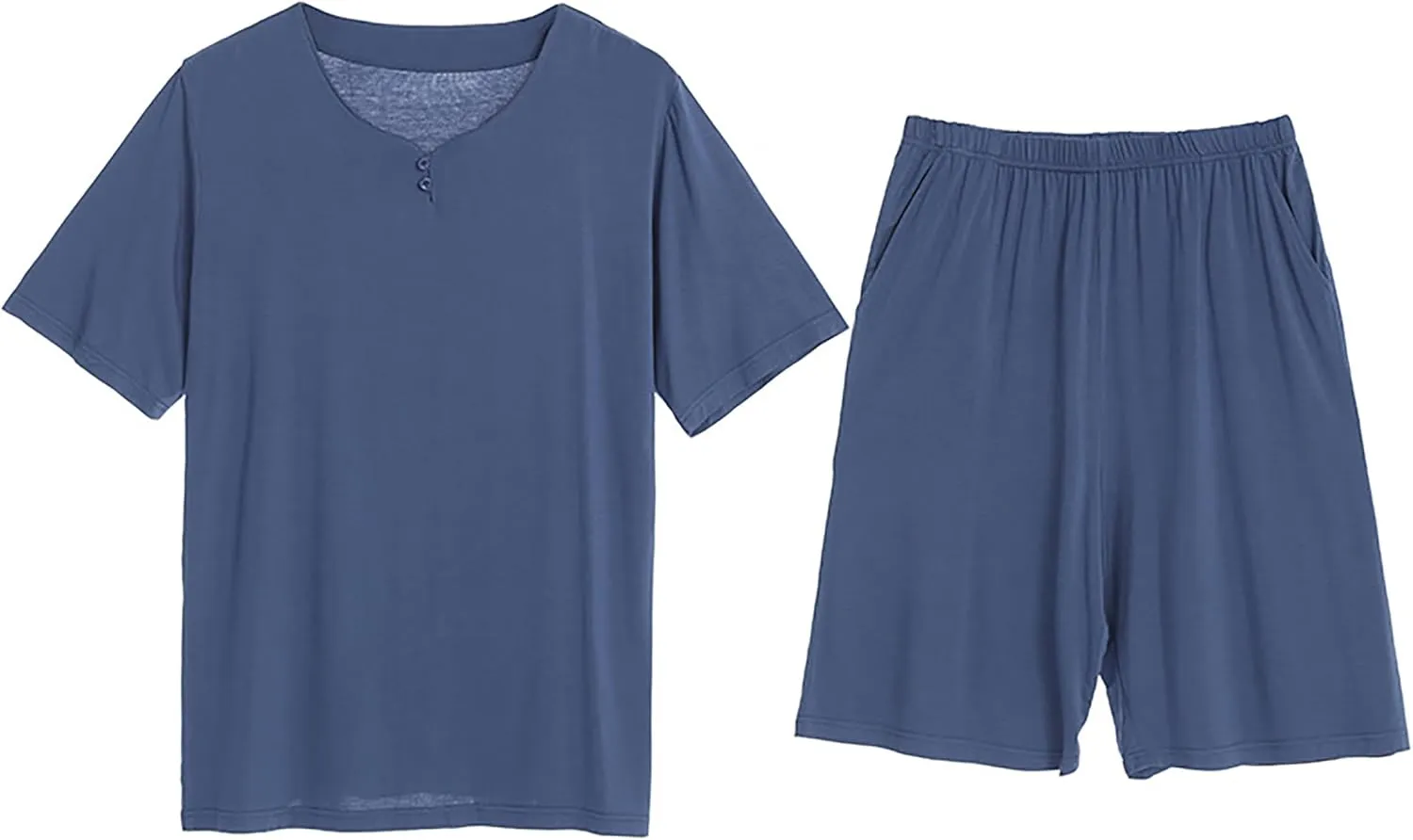 SoptoToxodo Men's 2-Pieces Pajamas Jersey Knit Sleepwear Lounge Modal Shorts Sleeves With Shorts Pajama Set