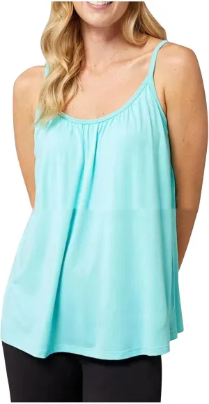 Spaghetti Strap Tank Tops for Women with Built in Bras Solid Casual Sleeveless Loose Fit Flowy Basic Camisole Tops