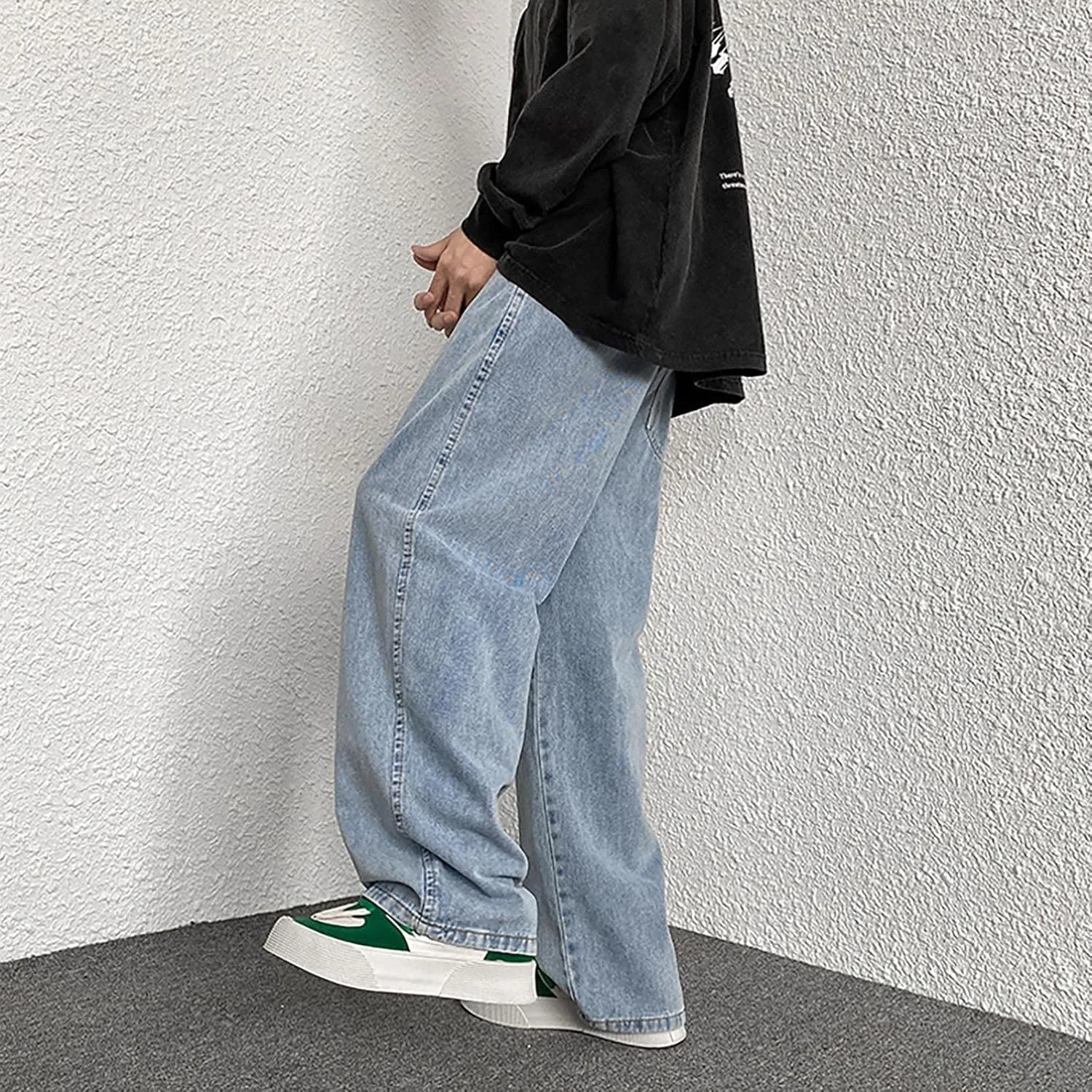 SteelStitch-Men's High Durability Work Jeans, Straight Leg Baggy Denim Pants, SteelStitch High Waisted Jeans