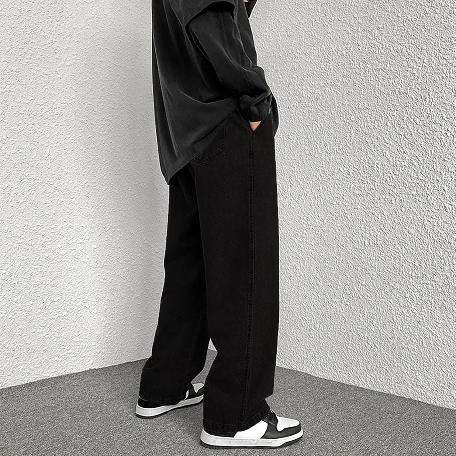 SteelStitch-Men's High Durability Work Jeans, Straight Leg Baggy Denim Pants, SteelStitch High Waisted Jeans