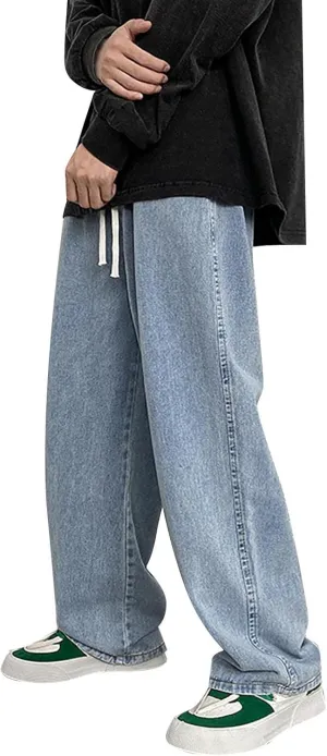 SteelStitch-Men's High Durability Work Jeans, Straight Leg Baggy Denim Pants, SteelStitch High Waisted Jeans