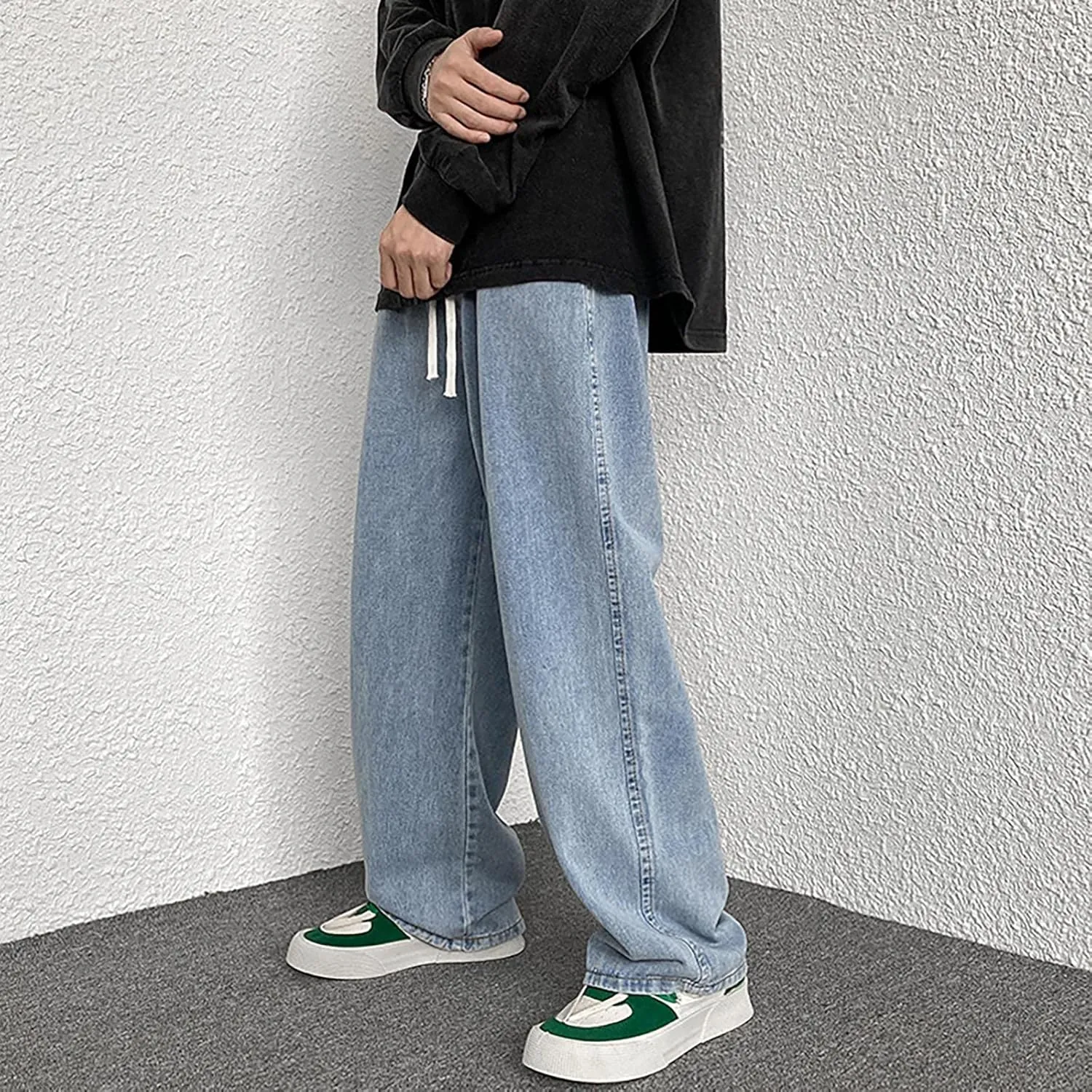 SteelStitch-Men's High Durability Work Jeans, Straight Leg Baggy Denim Pants, SteelStitch High Waisted Jeans