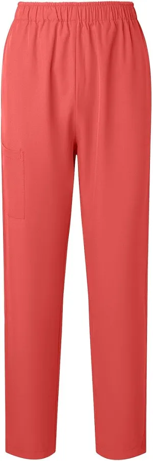 Straight Leg Scrubs_ Pants for Women Elastic High Nursing Uniform Trouser Home Attendant Lightweight Solid Long Pant