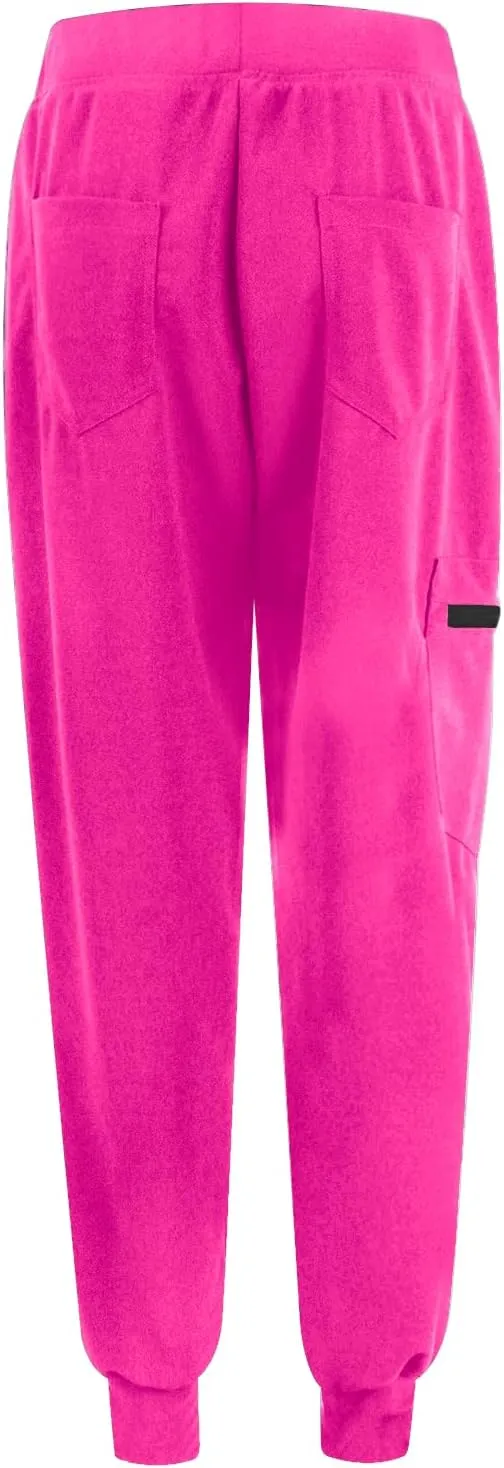 Stretch Scrubs for Women Pants High Waist Drawstring Joggers Yoga Pants Lightweight Pockets Cinch Bottom Lounge Pants