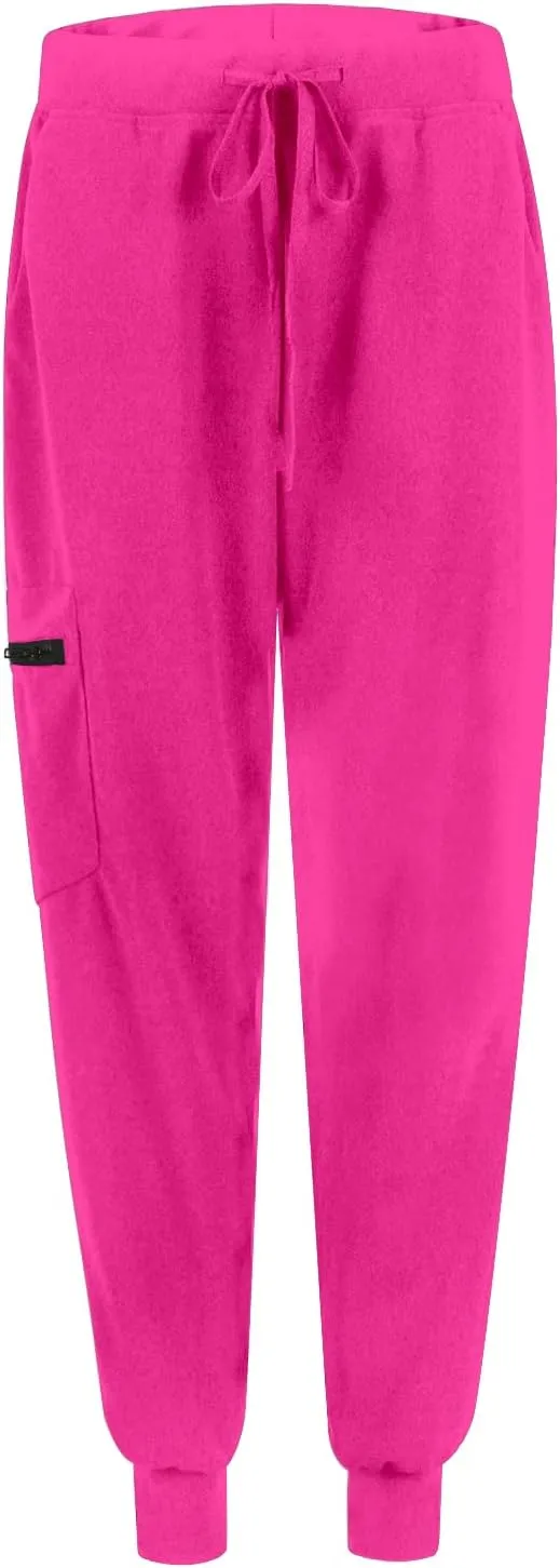 Stretch Scrubs for Women Pants High Waist Drawstring Joggers Yoga Pants Lightweight Pockets Cinch Bottom Lounge Pants