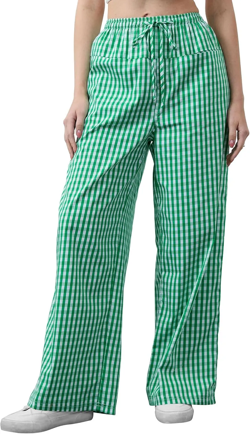 Striped Pants Women Wide Leg Trousers Drawstring Low Rise Casual Loose Lounge Pajama Pants with Pockets