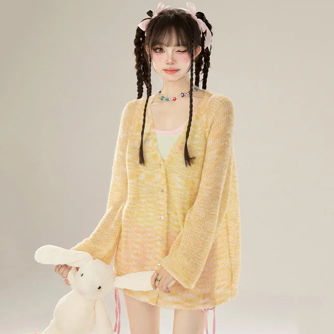 Summer Loose-Fit V-Neck Lightweight Knit Cardigan