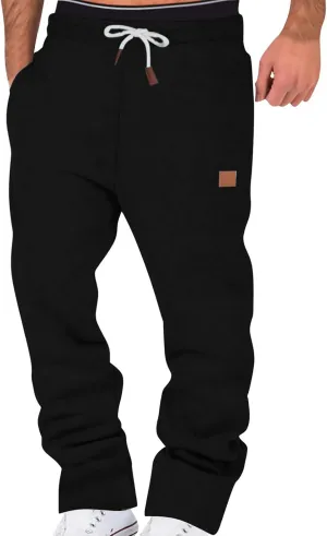 Summer Pants for Men Solid Color Elastic Waist Drawstring Pocket Slim Leg Breathable Athletic Summer Trendy Trousers