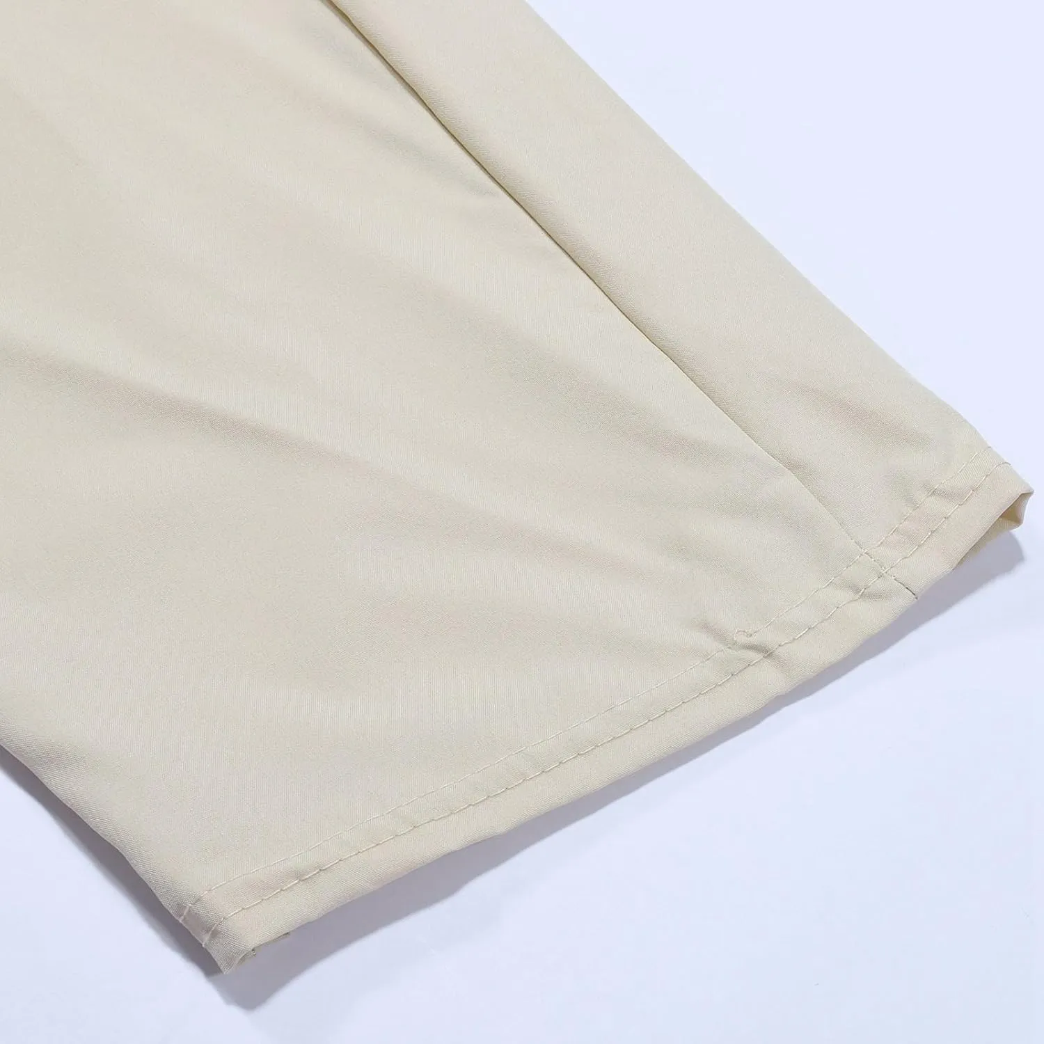 Summer Pants for Men Solid Color Elastic Waist Drawstring Pocket Wide Leg Breathable Loose Elasticity Fresh Trousers