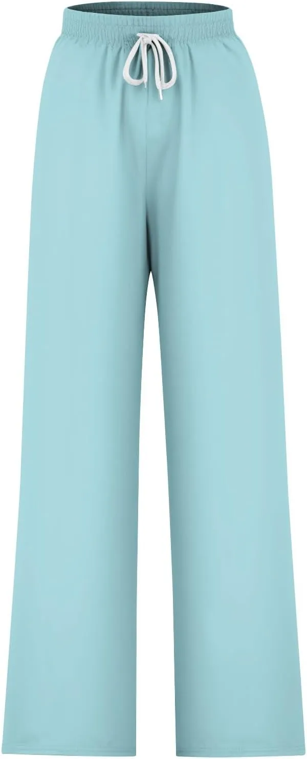 Sweat Pants for Womens Drawstring Wide Leg Pants Straight Leg Baggy Lounge Sweatpants Lounge Trousers with Pockets