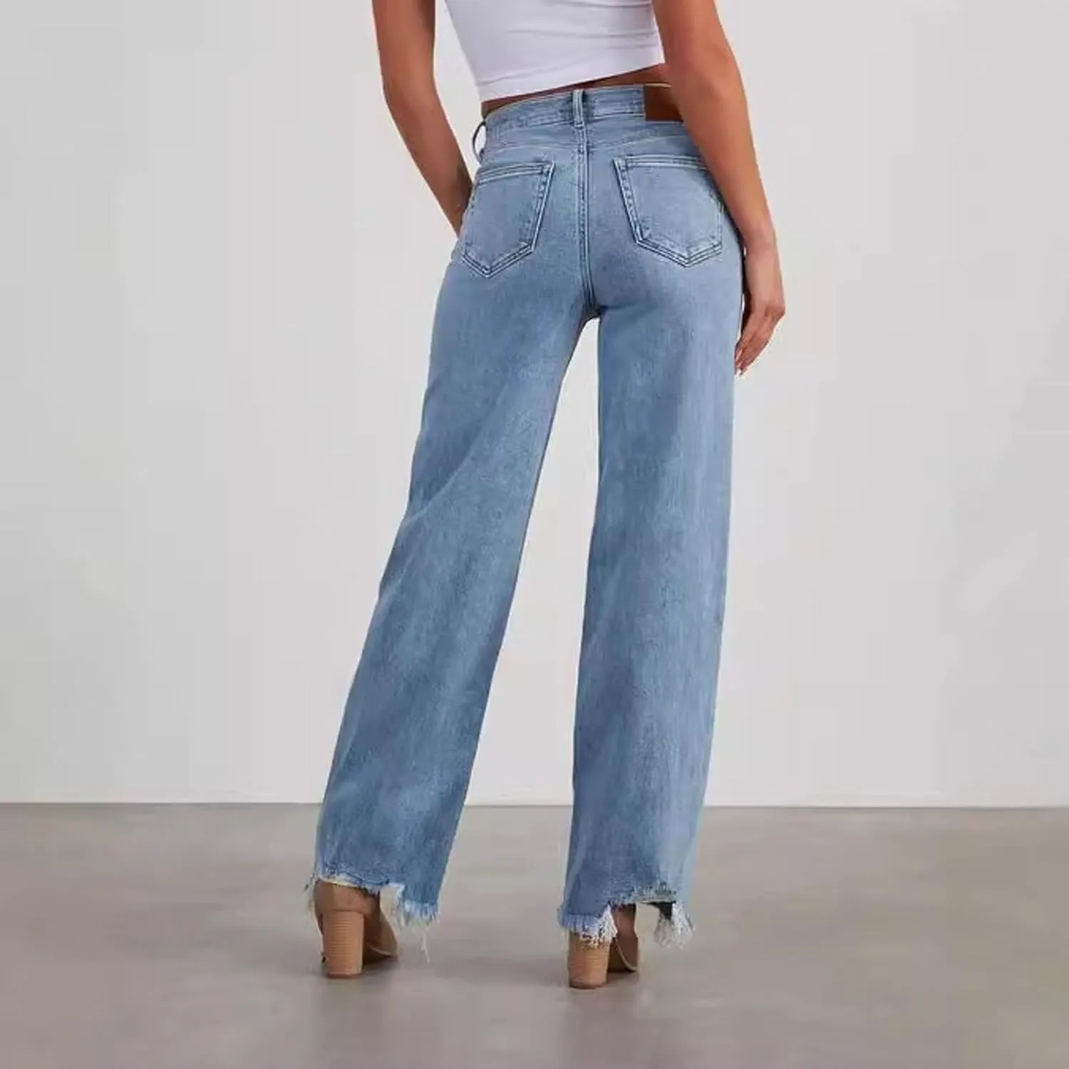 Sweatpants Jeans for Women Boyfriend Baggy Wide Leg Jeans Loose Fit Trendy Denim Pants with Pocket
