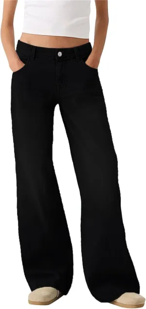 Sweatpants Jeans for Women Boyfriend Baggy Wide Leg Jeans Loose Fit Trendy Denim Pants with Pocket