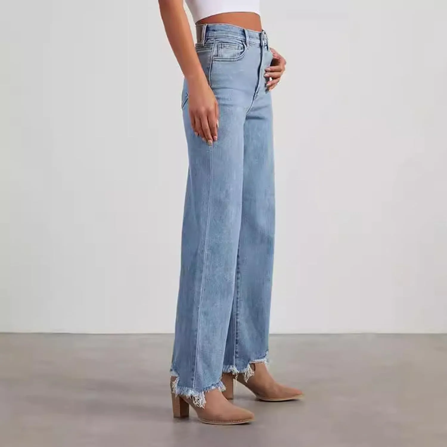 Sweatpants Jeans for Women Boyfriend Baggy Wide Leg Jeans Loose Fit Trendy Denim Pants with Pocket