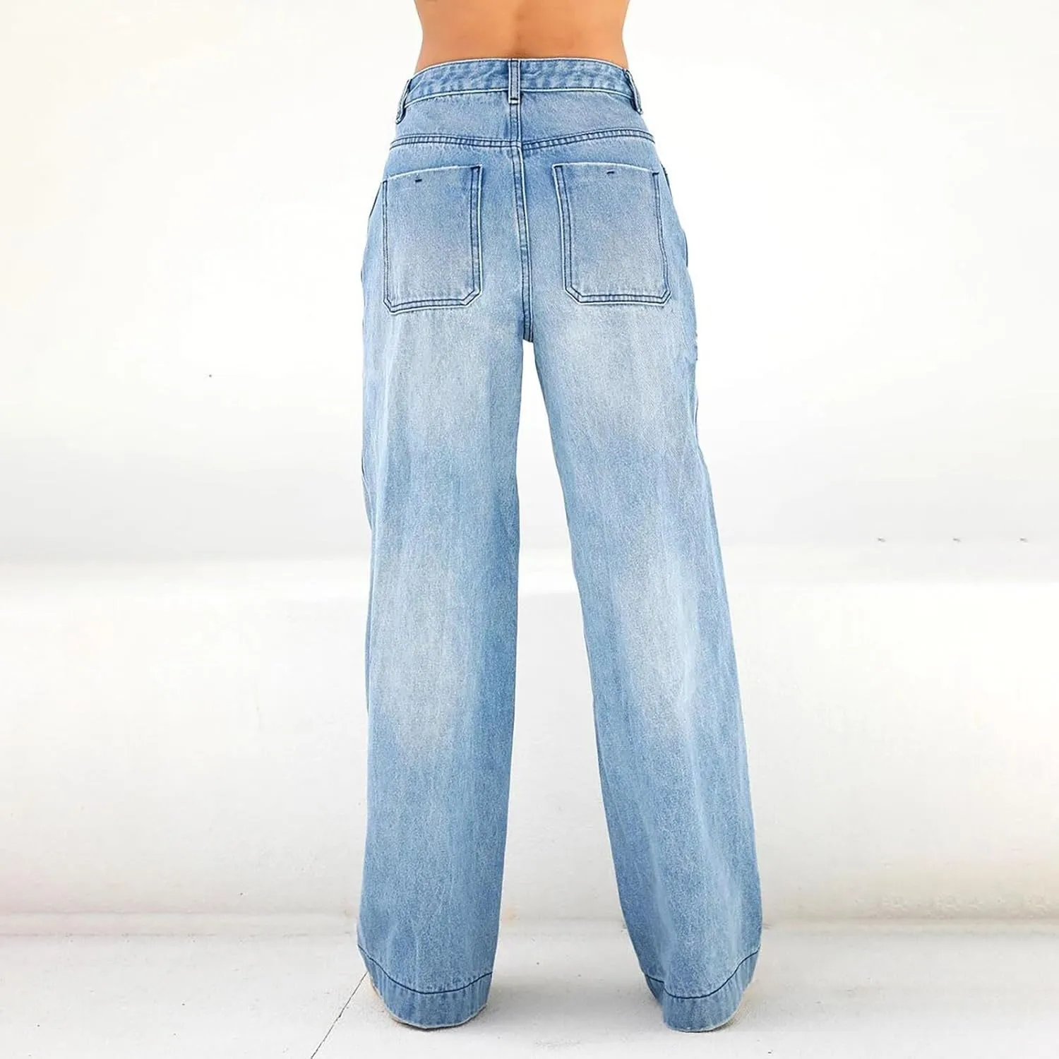 Sweatpants Jeans for Women Boyfriend Baggy Wide Leg Jeans Loose Fit Trendy Denim Pants with Pocket