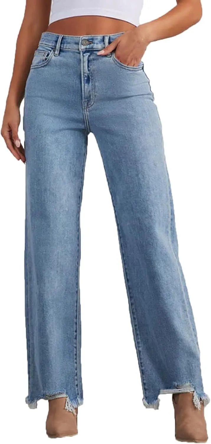 Sweatpants Jeans for Women Boyfriend Baggy Wide Leg Jeans Loose Fit Trendy Denim Pants with Pocket